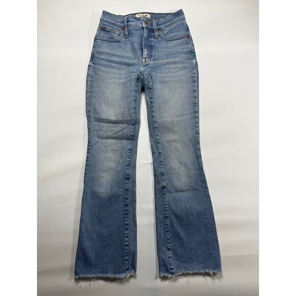 Madewell Women's Mid-Rise Raw Hem Kick Out Blue Denim Jeans - Size 23 (24x26) - Picture 1 of 7